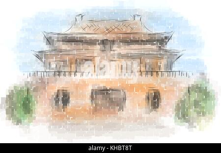 forbidden city beijing. abstract multicolor illustration of build Stock Vector