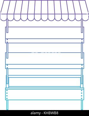 supermarket shelves empty with three levels in degraded purple to blue color contour Stock Vector