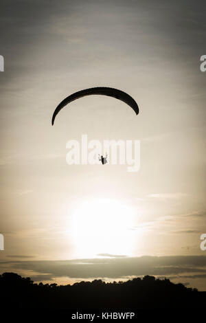 Paragliding at sunset, Andalusia, Spain Stock Photo