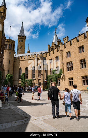 Hohenzollern Castle, Germany - June 24, 2017: Hohenzollern Castle (German: About this sound Burg Hohenzollern) is the ancestral seat of the imperial H Stock Photo