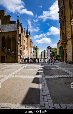 Hohenzollern Castle, Germany - June 24, 2017: Hohenzollern Castle (German: About this sound Burg Hohenzollern) is the ancestral seat of the imperial H Stock Photo