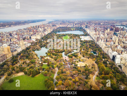 Manhattan panoramic aerial view from Central park in autumn Stock Photo