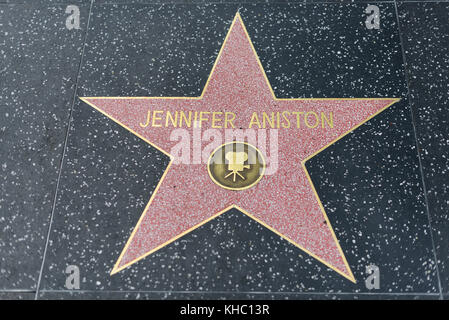 HOLLYWOOD, CA - DECEMBER 06: Jennifer Aniston star on the Hollywood Walk of Fame in Hollywood, California on Dec. 6, 2016. Stock Photo