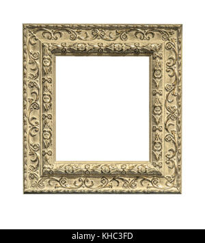 Old wooden picture frame isolated on white background with clipping path Stock Photo