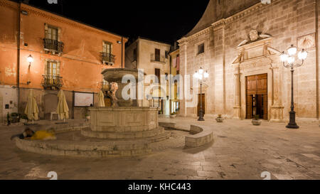 Pacentro (L'Aquila, Italy) - Night landscape of the little ancient town Stock Photo