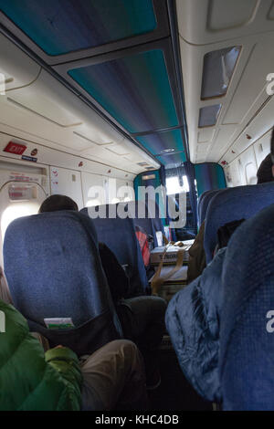 Flying to Lukla Airport (the most dangerous in the world) Stock Photo