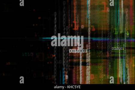Digital binary data and electronic circuit board. Cyber security concept background. Stock Photo