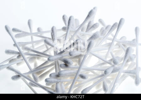Heap of cotton wool bud, white earbuds, hygiene. Stock Photo