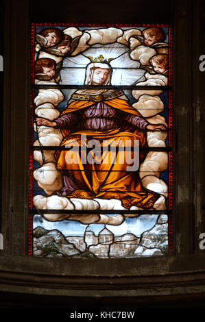 Saint Anne Stained Glass Window in Saint Anne's Chapel, Church of Sainte-Anne, or Apt Cathedral, Apt, Vaucluse, Provence, France Stock Photo