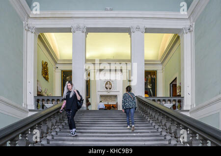 Florence, Italy - October 31st, 2017: Marble stairs entrance to the famous Uffizi Galleries in Florence, Tuscany, Italy Stock Photo