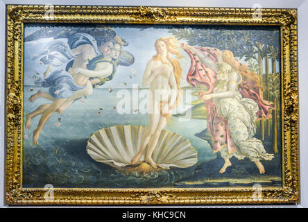 Florence, Italy - October 31st, 2017: The Birth of Venus by Botticelli at Uffizi Galleries in Florence, Tuscany, Italy Stock Photo