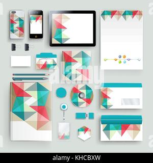 Corporate identity template with color elements. Vector company business style for brandbook, report and guideline. Stock Vector