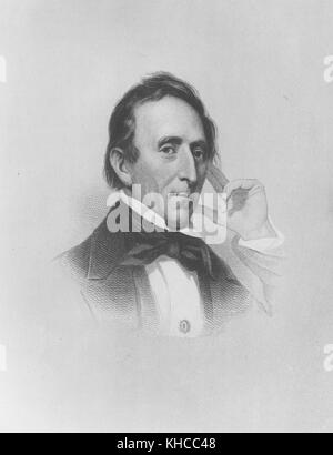 An engraving from a portrait of John Tyler, posed with his head against his hand, 1900. From the New York Public Library. Stock Photo