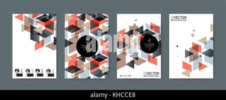 Geometric trendy illustration background, placard, flat and 3d design elements. Retro art for covers Stock Vector