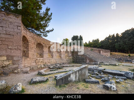 Ruins of asclepeion in Kos Greece, ancient greek temple dedicated to Asclepius, the god of medicine. Stock Photo