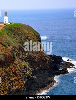 A great place to watch wales on Kauai is at The Kilauea Lighthouse & wildlife refugee on the Northern most point of the island. Stock Photo