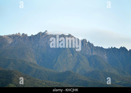 view of mount Kinabalu in morning.Mount Kinabalu is a mountain in kundasang, Sabah, Malaysia. It is protected as Kinabalu Park, a World Heritage Site Stock Photo