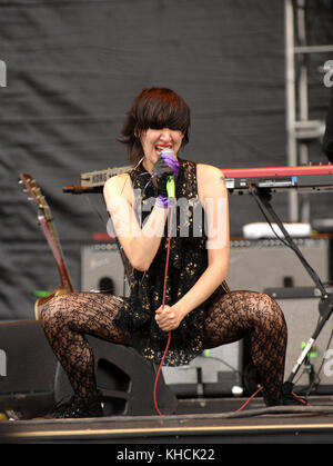 Yeah Yeah Yeahs (Karen O. pictured) performing live at the Virgin Festival in Baltimore, Maryland on August 5, 2007. Credit: David Atlas / MediaPunch Stock Photo