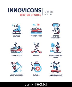 Winter sports - line design icons set Stock Vector