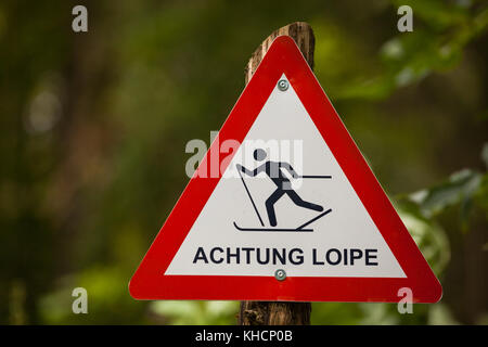 Achtung Ski Loipe Stock Photo