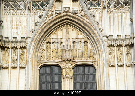 Brussels, Belgium - April 22, 2017: Panorama of the Cathedral of St. Michael and St. Gudula in Brussels, Belgium Stock Photo