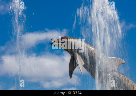 Dolphin Fountain in Sarasota Bayfront Park in Sarasota Florida Stock Photo