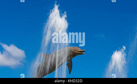 Dolphin Fountain in Sarasota Bayfront Park in Sarasota Florida Stock Photo