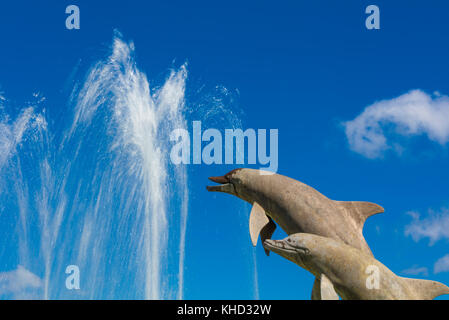 Dolphin Fountain in Sarasota Bayfront Park in Sarasota Florida Stock Photo