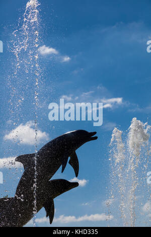 Dolphin Fountain in Sarasota Bayfront Park in Sarasota Florida Stock Photo