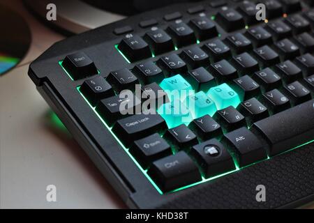 color computer keyboard on white table Stock Photo