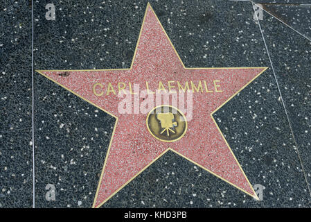 HOLLYWOOD, CA - DECEMBER 06: Carl Laemmle star on the Hollywood Walk of Fame in Hollywood, California on Dec. 6, 2016. Stock Photo