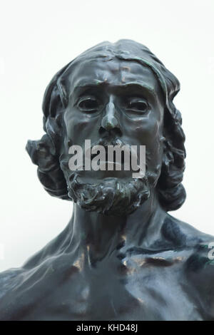 Saint John the Baptist. Detail of the bronze statue 'John the Baptist Preaching ' (1878) by French sculptor Auguste Rodin on display in the Museum der bildenden Künste (Museum of Fine Arts) in Leipzig, Saxony, Germany. Stock Photo
