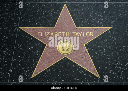 HOLLYWOOD, CA - DECEMBER 06: Elizabeth Taylor star on the Hollywood Walk of Fame in Hollywood, California on Dec. 6, 2016. Stock Photo