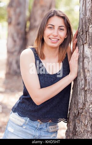 Beautiful Young Ethnic Woman Portrait Outside. Stock Photo