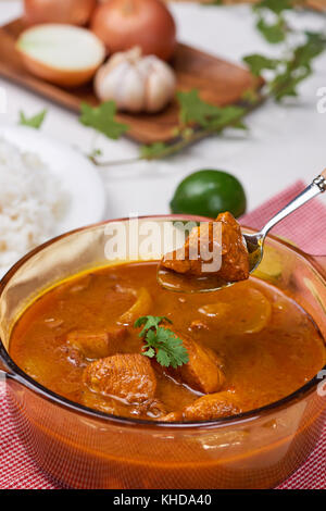 Homemade delicious chicken curry with coconut milk and spies Stock Photo