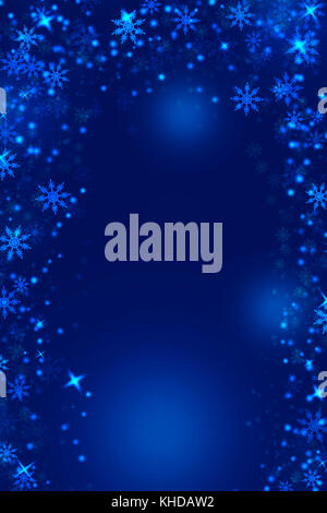 Winter or Christmas illustration background with snowflakes, space for text or image, Stock Photo