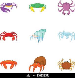 Crustaceans icons set, cartoon style Stock Vector