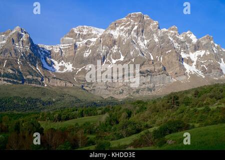 Partacua Mountains in Tena Valley, Huesca, Aragon, Pyrenees, Spain. Stock Photo