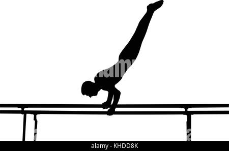 parallel bars gymnast to competition in artistic gymnastics Stock Vector
