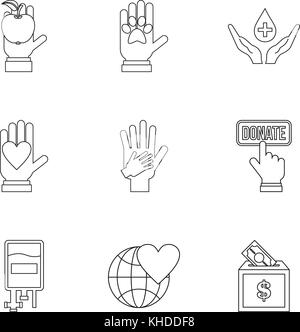 Sponsorship icons set, outline style Stock Vector