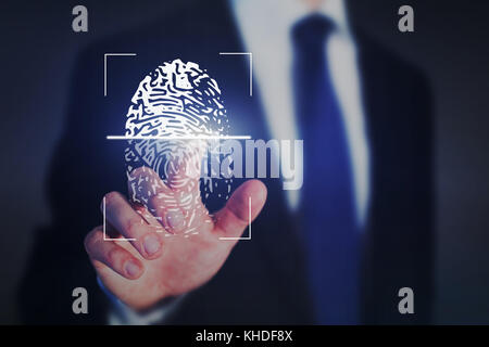 fingerprint authentication, internet security concept Stock Photo