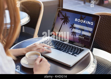 booking online concept, travel planning Stock Photo