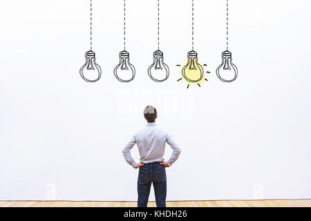 business idea concept, businessman choosing idea for startup Stock Photo