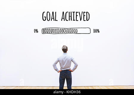 goal achieved progress loading bar, concept of achievement process Stock Photo