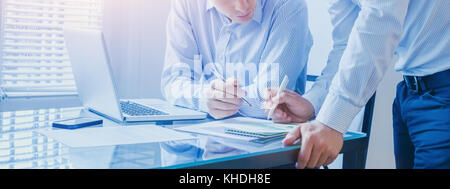 business team working together in the office, teamwork background banner Stock Photo