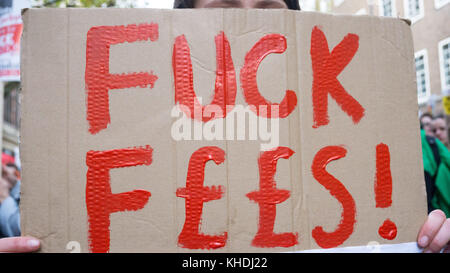 London, UK. 15th Nov, 2017. Thousands university students and workers marched to the Westminster as they demand free education and and to end cuts. Credit: Ioannis Alexopoulos/Pacific Press/Alamy Live News Stock Photo