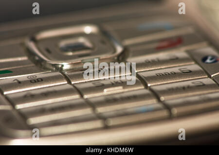 old mobile device, silver , close up Stock Photo