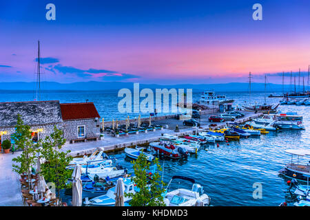 Scening evening view at Bol town, Island Brac, famous tourist place in Croatia. Stock Photo