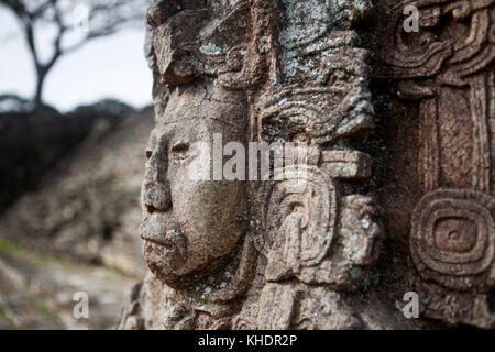 King Zots Choj Muan: Mayan Stela in Tonina, Chiapas Stock Photo