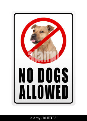 prohibitory sign with text no dogs allowed, isolated on white background Stock Photo